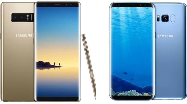 Samsung Note 8 (izq) y el Samsung S8 (dcha).