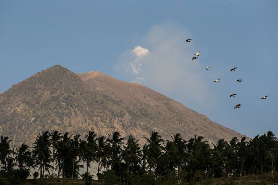 Más de 120.000 personas evacúan la región en torno al Monte Agung por amenzada en nivel máximo de erupción desde la semana pasada. 