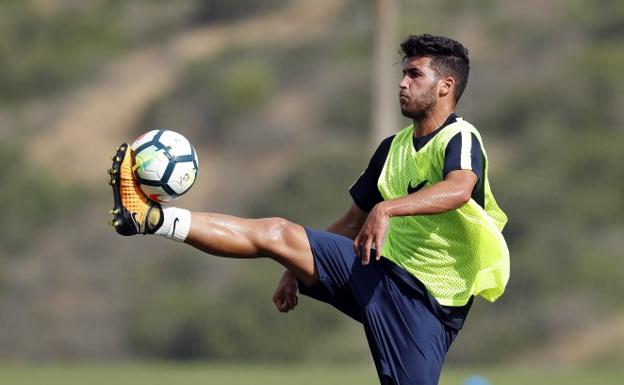 Robles, durante un entrenamiento con el Málaga. Foto: Malaga CF.