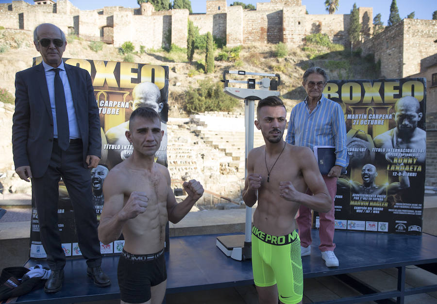 Málaga capital acoge el pesaje oficial de la velada internacional de boxeo que se desarrollará el sábado en el Palacio de los Deportes Martín Carpena.