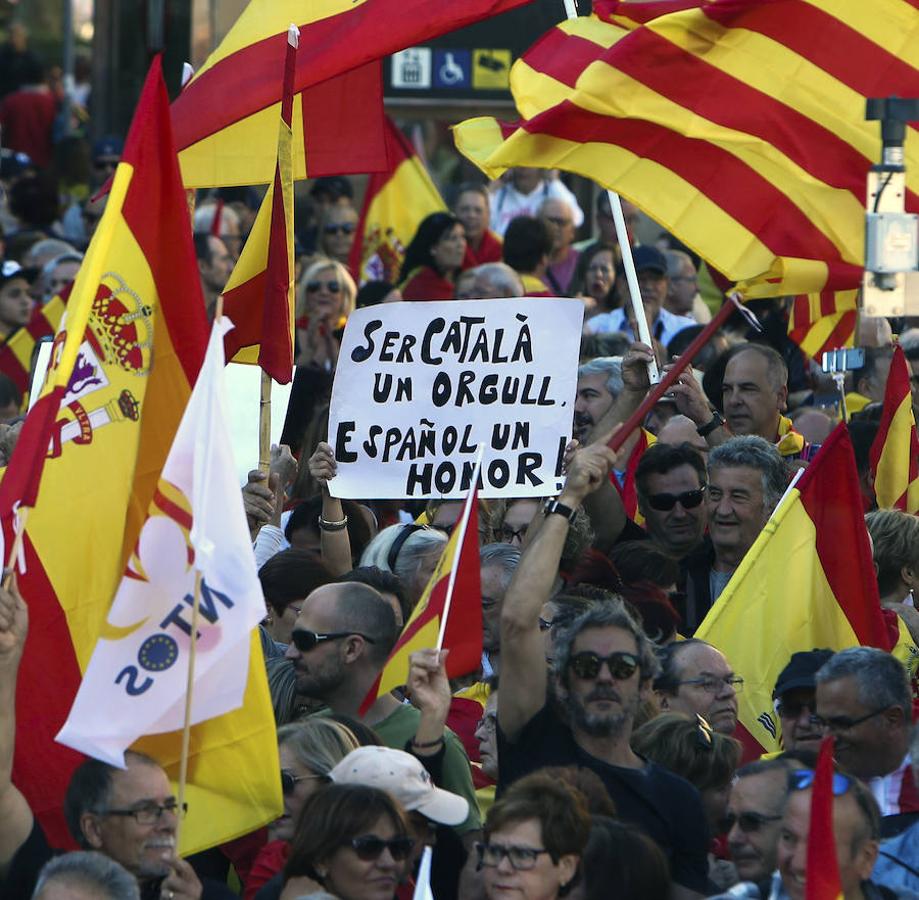 La marcha convocada por Societat Civil Catalana bajo el lema 'Tots som Catalunya. Per la convivència, seny!