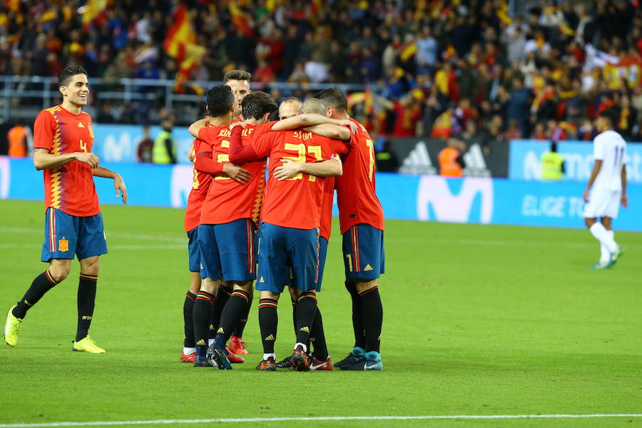 España golea a Costa Rica en La Rosaleda en el amistoso para preparar el Mundial 2018.