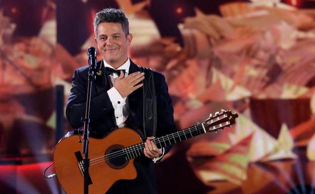 Alejandro Sanz, durante el homenaje. 