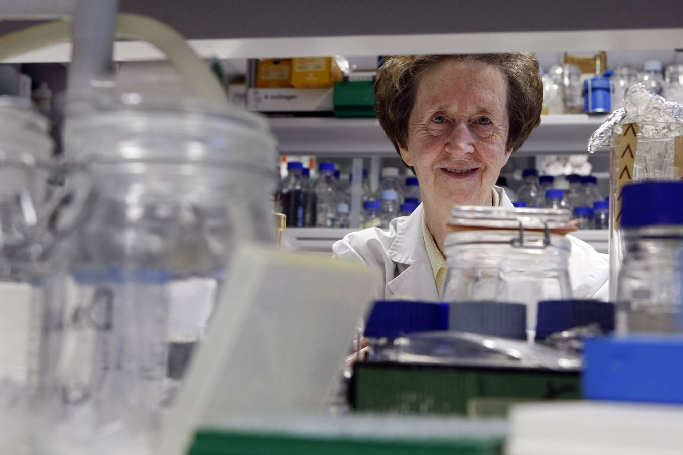 Imagen secundaria 1 - Grafeno ‘low-cost’: La actual presidenta del CSIC, con su equipo de investigadores (arriba). Observando el ADN. Margarita Salas descubrió una proteína, la DNA polimerasa. Del laboratorio a la mesa. Javier Borderías, científico del Instituto del Frío y uno de los artífices de las gulas.