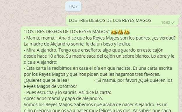 Los tres deseos de los Reyes Magos, el viral de WhatsApp esta Navidad