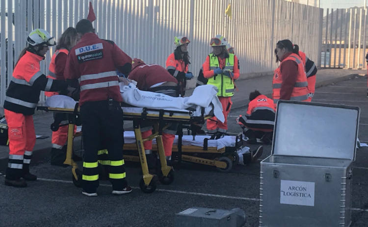 Más de 750 efectivos participan en el ejercicio realizado en las inmediaciones de la estación marítima del Puerto de Málaga