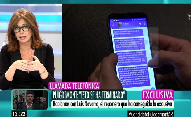 Ana Rosa reina en la mañana de Telecinco gracias a la exclusiva de Puigdemont