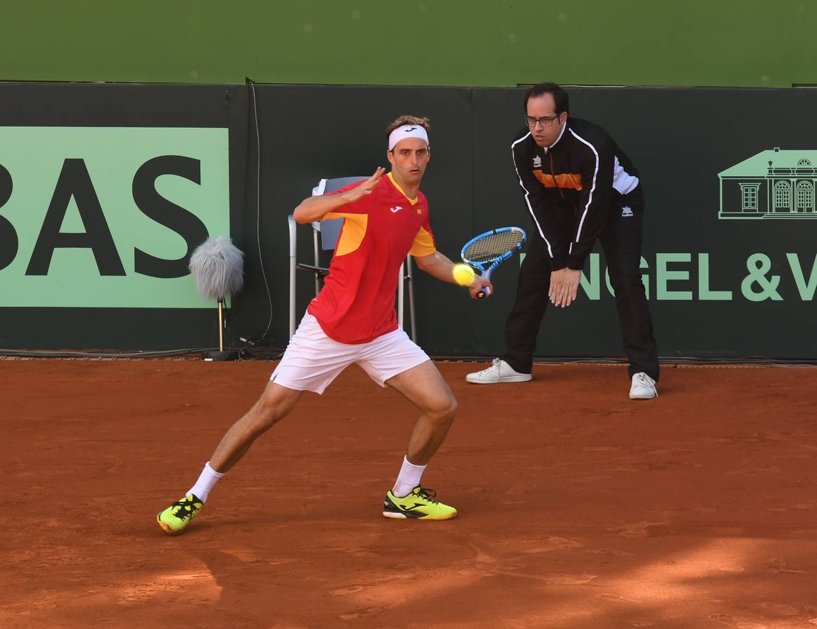 Eliminatoria de la Copa Davis entre España y Grañ Bretaña que se celebra en las instalaciones del Club de Tenis Puente Romano en Marbella 