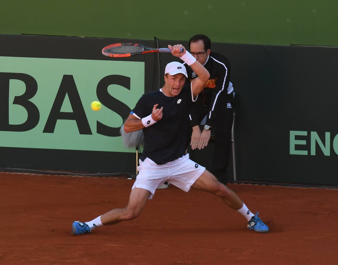 Eliminatoria de la Copa Davis entre España y Grañ Bretaña que se celebra en las instalaciones del Club de Tenis Puente Romano en Marbella 