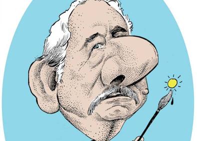 Imagen secundaria 1 - Peridis. El dibujante y arquitecto reconocía en esta viñeta la maestría de Manuel García Duarte.Idígoras. Homenaje a Elgar con el cuerpo de uno de sus personajes.Pachi. El humorista elevaba a monumento la obra de Elgar con el reconocible trazo de uno de sus personajes. 