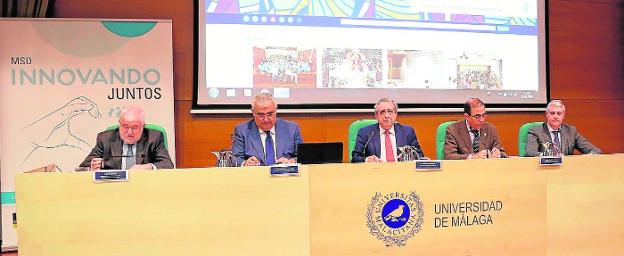 Narváez (centro), durante su intervención en la presentación del proyecto. :: sur