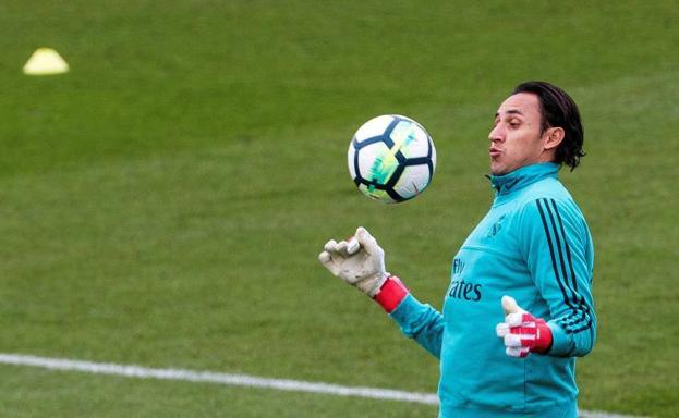 Keylor Navas, entrenando en Valdebebas. 