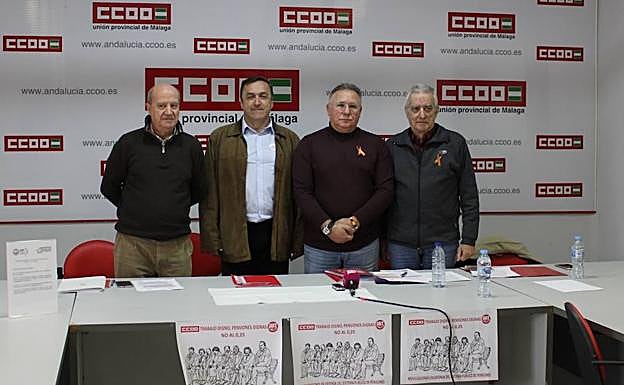 Representantes de CCOO Málaga, ayer en rueda de prensa. 