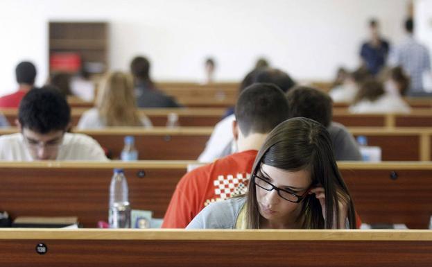Un grupo de jóvenes prepara sus exámenes en Valladolid.