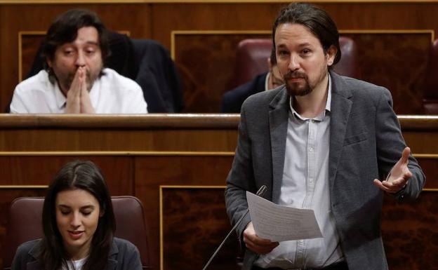 Iglesias habla en el Congreso de los Diputados. 