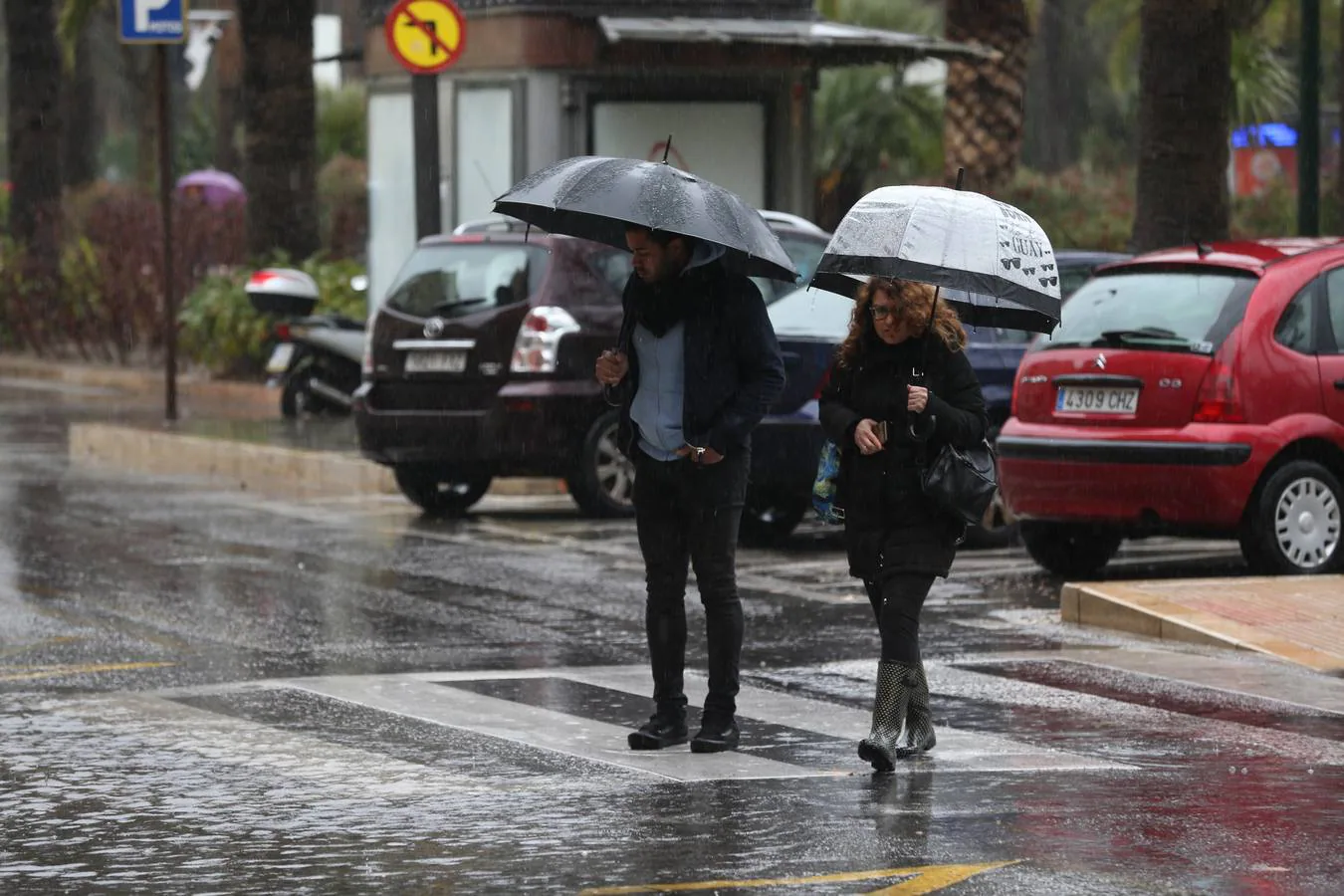 La lluvia, en el Centro de Málaga