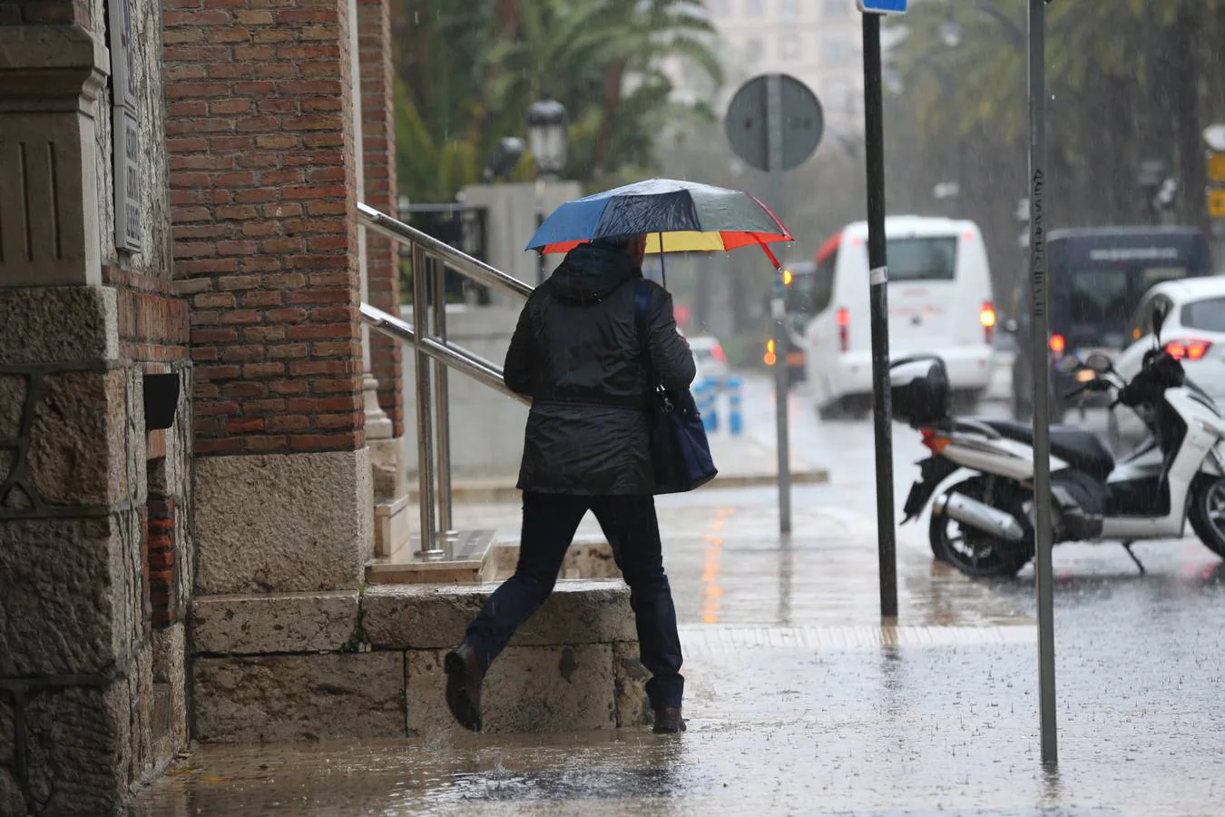 La lluvia, en el Centro de Málaga