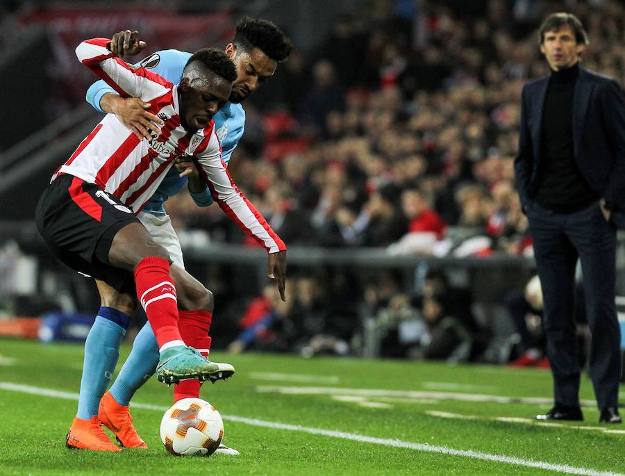 El cuadro bilbaíno sucumbió ante el Olympique de Marsella por 1-2 en San Mamés. Payet abrió el marcador de penalti y Ocampos remachó para los franceses. Williams recortó distancias y Aduriz fue expulsado por doble tarjeta amarilla.