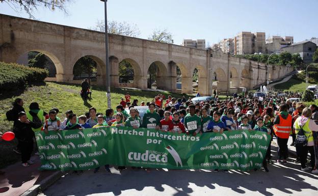 Un millar de estudiantes de los colegios del distrito de Ciudad Jardín de Málaga participan en una marcha solidaria a favor de Cudeca