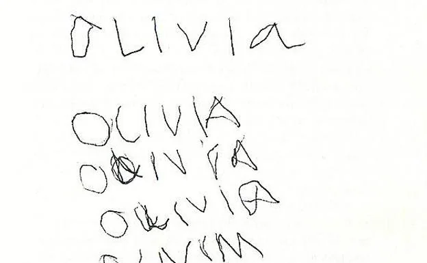 Uno de los primeros ejercicios que hizo Olivia para recuperar la capacidad de escribir