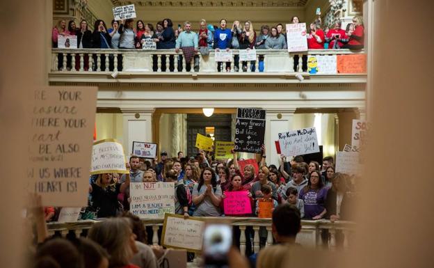 Protesta de profesores de Oklahoma. 