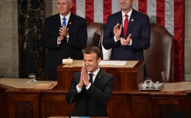 Emmanuel Macron, durante su intervención ante el Congreso de Estados Unidos.
