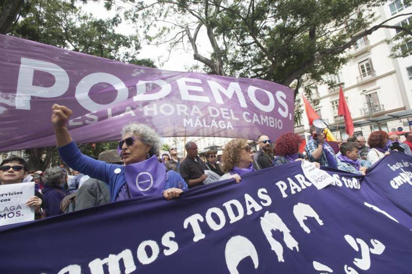Miles de malagueños participan en la marcha del Día del Trabajo, convocada por CCOO y UGT y apoyada por partidos y colectivos de izquierda