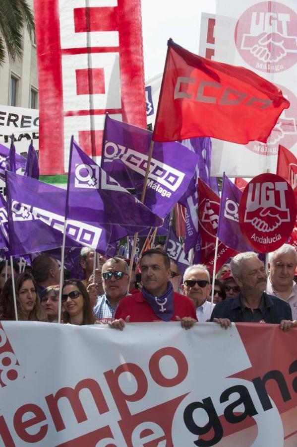 Miles de malagueños participan en la marcha del Día del Trabajo, convocada por CCOO y UGT y apoyada por partidos y colectivos de izquierda