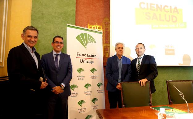 José Luis Romero, Sergio Corral, Emilio Alba y Manuel Castillo, ayer, en la presentación del ciclo de conferencias.