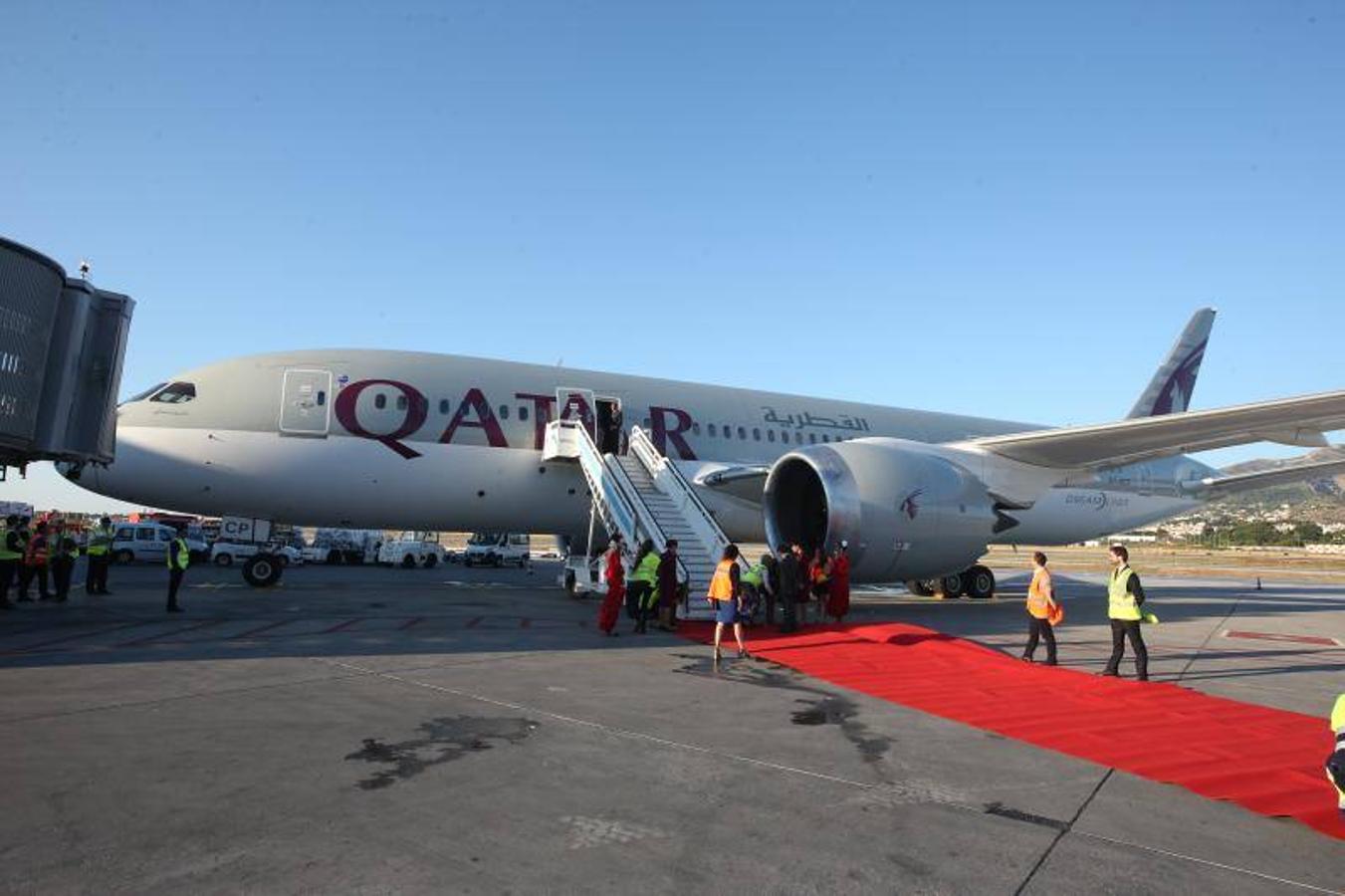 Lleno en el primer avión, que fue recibido por responsables de la compañía y de la infraestructura malagueña