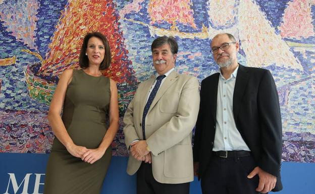 Mariela Checa, Javier Urra y Pablo Aranda, en el Museo Carmen Thyssen. 