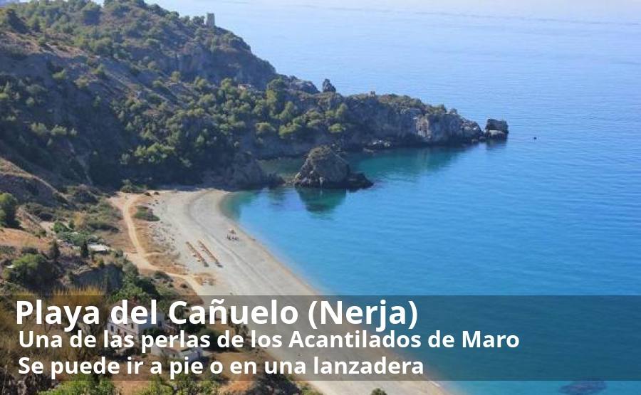 Otra de las perlas de los Acantilados de Maro es la playa del Cañuelo, que resulta mucho más accesible y cómoda que la Cala de las Doncellas. Eso sí, para llegar hasta ella en temporada alta no se puede usar el vehículo propio. Se puede ir a pie o en una lanzadera que hace constantemente el recorrido desde el aparcamiento hasta la propia playa. De esa forma, se apuesta por la conservación de las playas que conforman este paraje natural. La playa es relativamente amplia y disfruta de otras características del conjunto de los Acantilados de Maro, como aguas cristalinas y una playa conformada por arena y piedra. Dentro de la cala hay un establecimiento de restauración para quienes no quieran llevarse la comida.  Más info aquí.