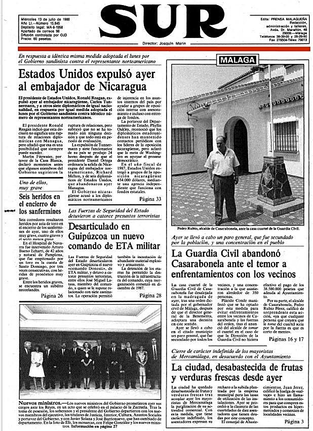 Así dio SUR en portada el suceso aquel día.