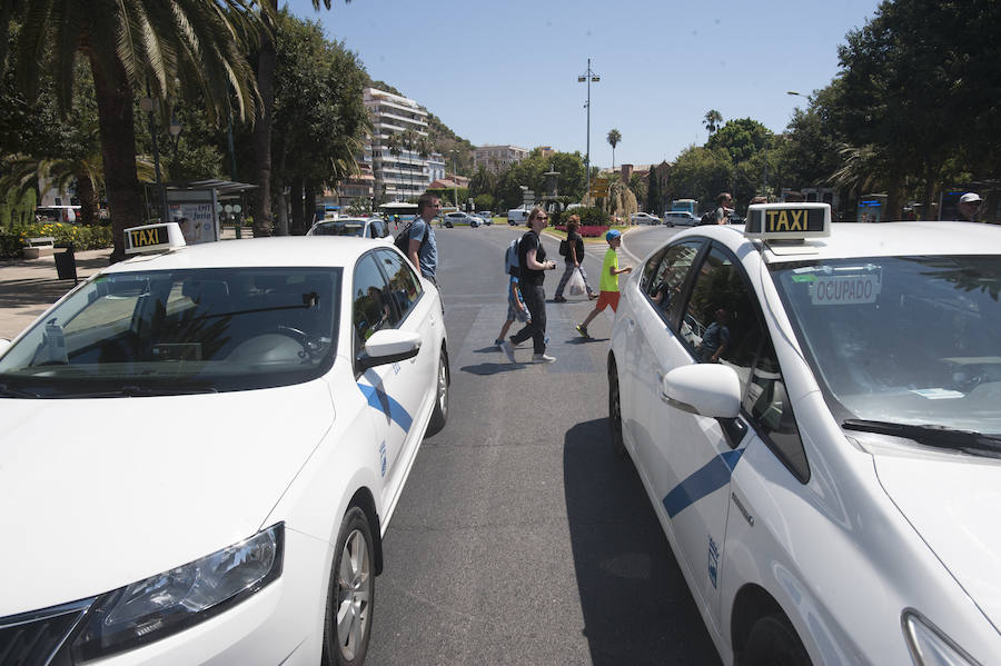 En el tercer día de huelga, los taxistas de Málaga han vuelto a cortar por sorpresa el Paseo del Parque en ambas direcciones.
