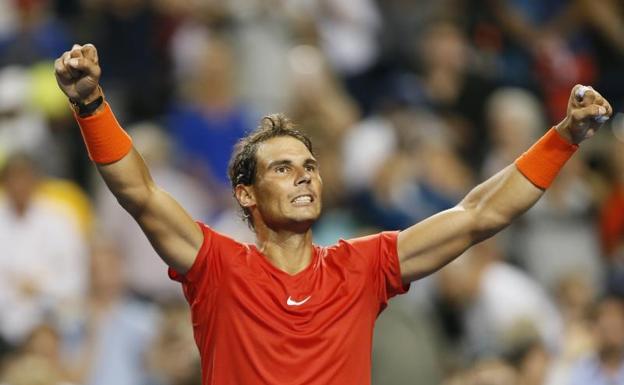 Rafa Nadal celebra su victoria ante Marin Cilic.