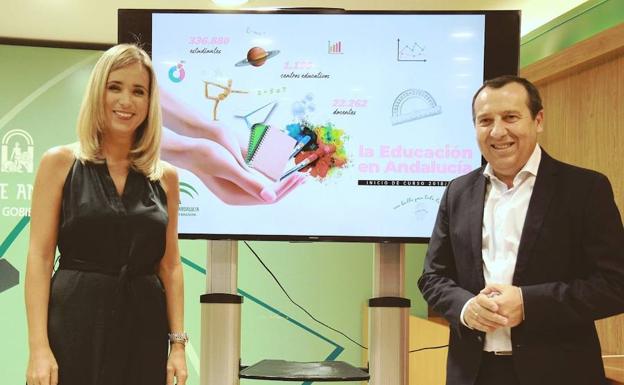 La delegada de Educación, Patricia Alba, y el del Gobierno andaluz, José Luis Ruiz Espejo.