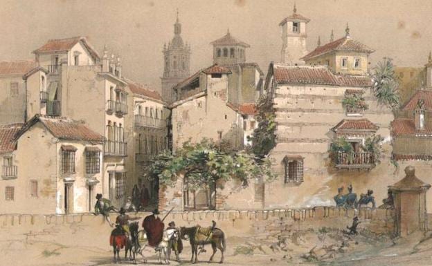 Vista del Perchel desde el Guadalmedina del siglo XIX. 