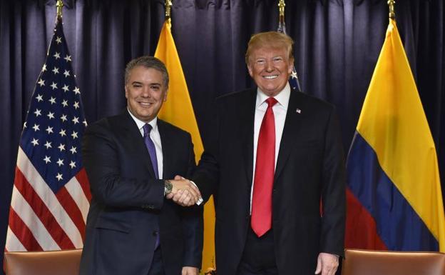 Donald Trump y el presidente colombiano Iván Duque durante su reunión el martes en la sede de la ONU.