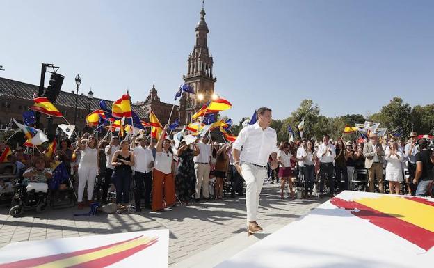 Albert Rivera, ayer en la Plaza de España de Sevilla. 