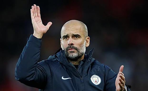 Pep Guardiola, durante un partido del City.