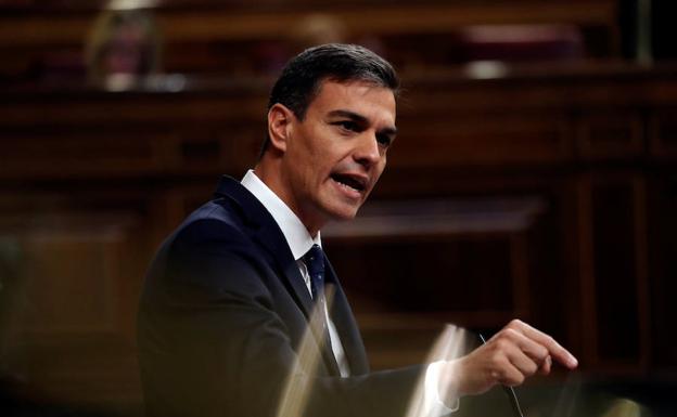 Pedro Sánchez, durante el pleno del Congreso de los Diputados.