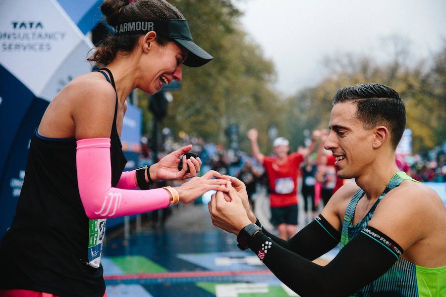 Fotos: Así pidió matrimonio a su novia tras correr la Maratón de Nueva York