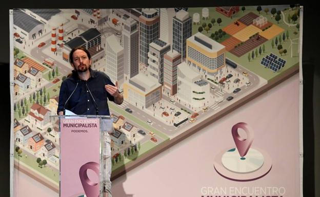Pablo Iglesias, durante el acto municipalista de Podemos en Alcorcón.