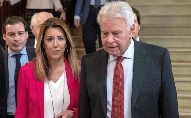 Susana Díaz, en un acto este jueves con Felipe González. 