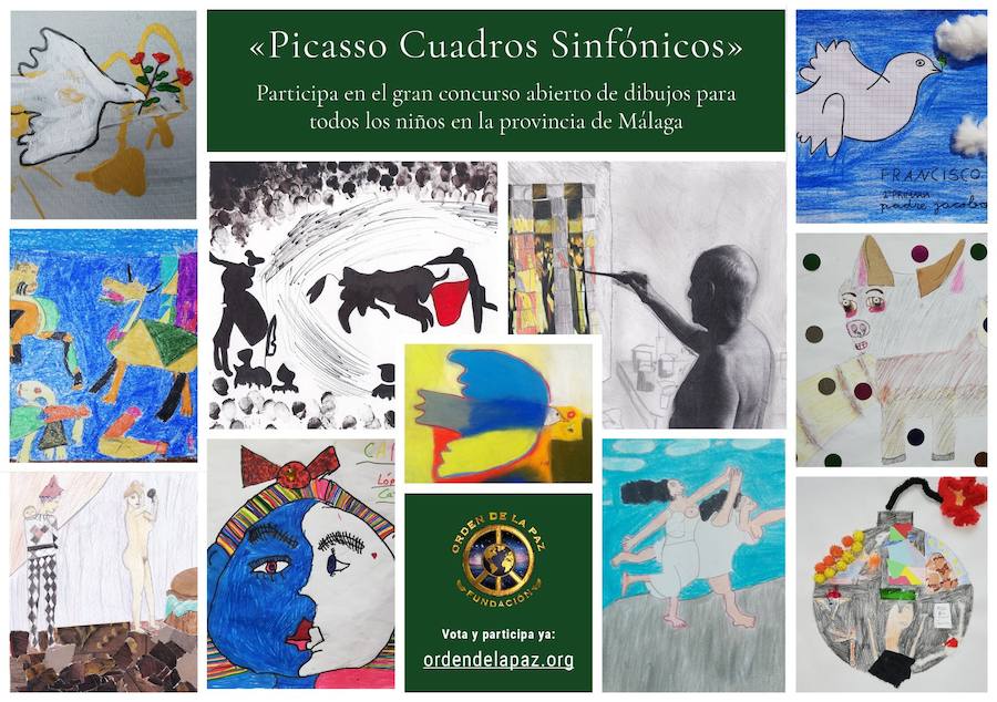La Orquesta Sinfónica Provincial estrenará en el Martín Carpena la obra compuesta por Yuri Chugúyev en un concierto organizado por la Fundación Orden de la Paz, dentro de los actos del Octubre Picassiano. Niños y niñas de hasta 16 años pueden participar a través de un concurso de dibujo y verán sus trabajos proyectados durante el concierto en una pantalla gigante. Vota y participa:  http://ordendelapaz.org / Dibujo de: 