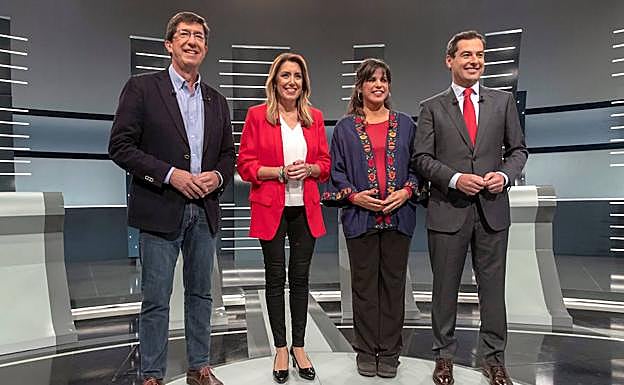 Marín, Díaz, Rodríguez y Moreno, anoche en el plató de RTVE. 