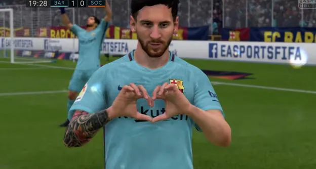 El avatar de Messi en el hiperrealista videojuego Fifa 2018. :: R. C.