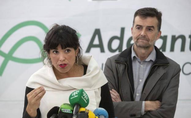 Terresa Rodríguez durante la mañana del miércoles, previo al anuncio del acuerdo en Andalucía 
