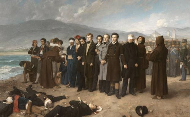 'Fusilamiento de Torrijos y sus compañeros en las playas de Málaga' es la gran obra del pintor Antonio Gisbert Pérez.