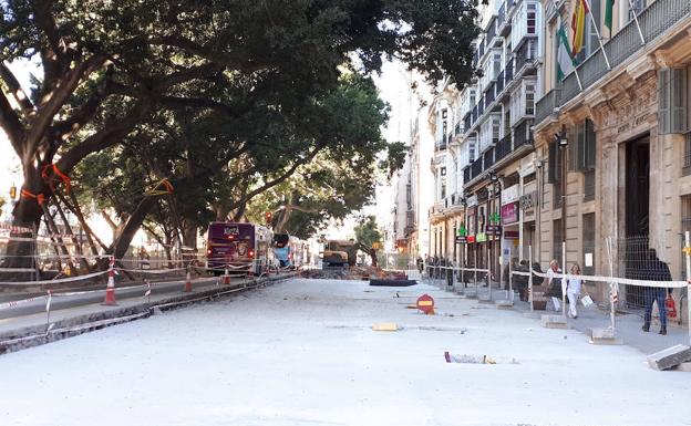 Estado de los trabajos en el lateral sur de la Alameda. 